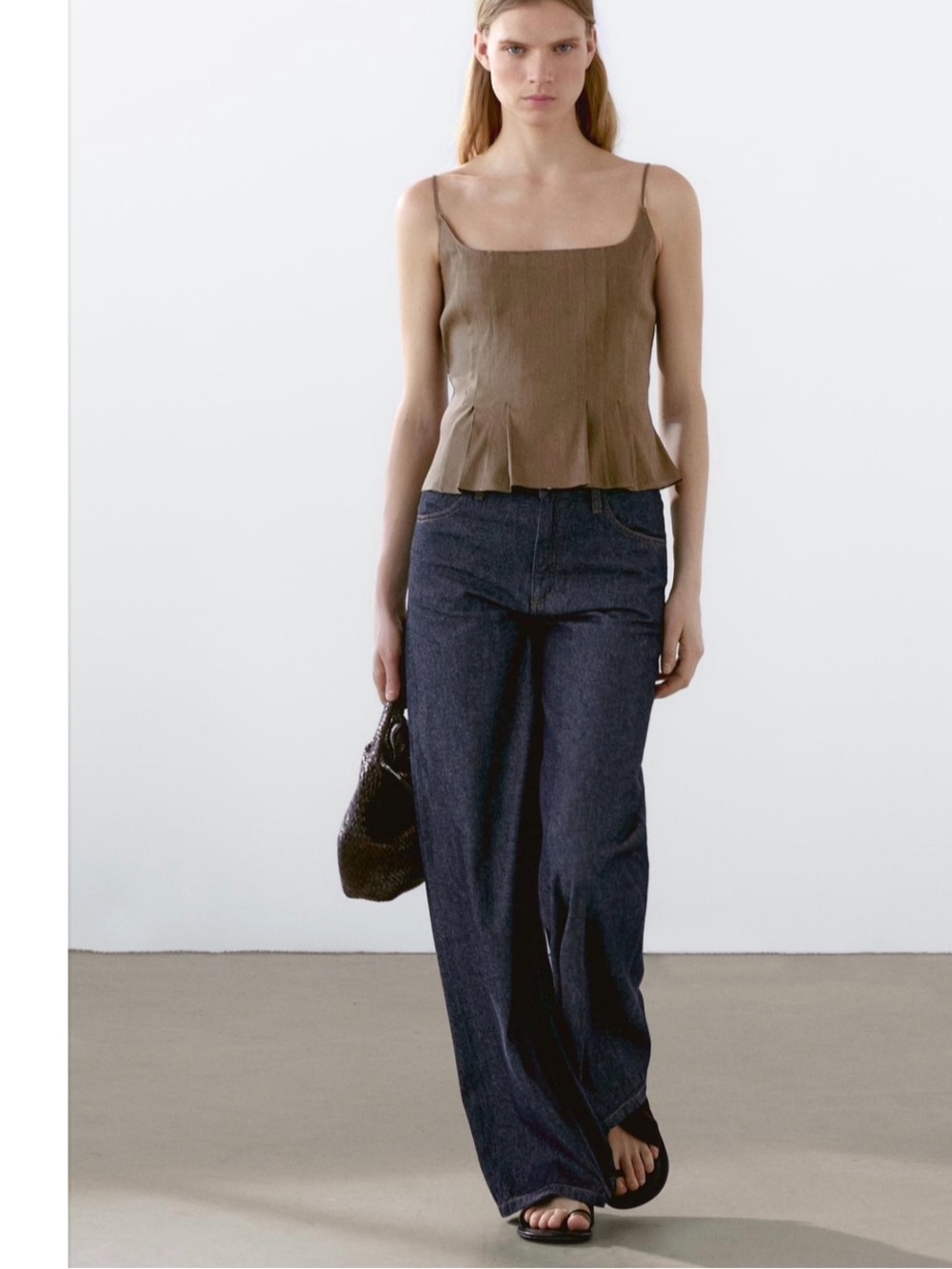Massimo Dutti 
Strappy Linen Top - Brown - Picture 3 of 5